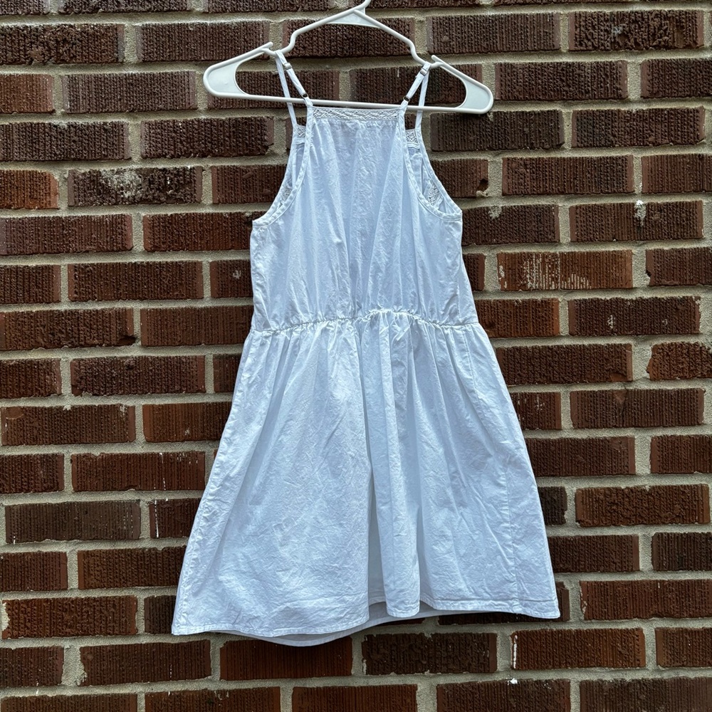River Island Sz 8 White Spaghetti straps mini dress Blue embroidery detail - Picture 4 of 9